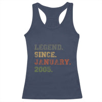 21st Birthday Gifts Racerback Tank Top Retro 21 Years Old Legend Since January 2005