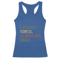 21st Birthday Gifts Racerback Tank Top Retro 21 Years Old Legend Since January 2005