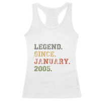 21st Birthday Gifts Racerback Tank Top Retro 21 Years Old Legend Since January 2005