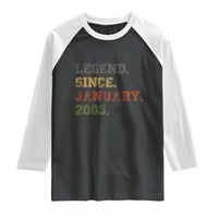 21st Birthday Gifts Raglan Shirt Retro 21 Years Old Legend Since January 2005
