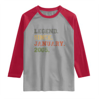 21st Birthday Gifts Raglan Shirt Retro 21 Years Old Legend Since January 2005