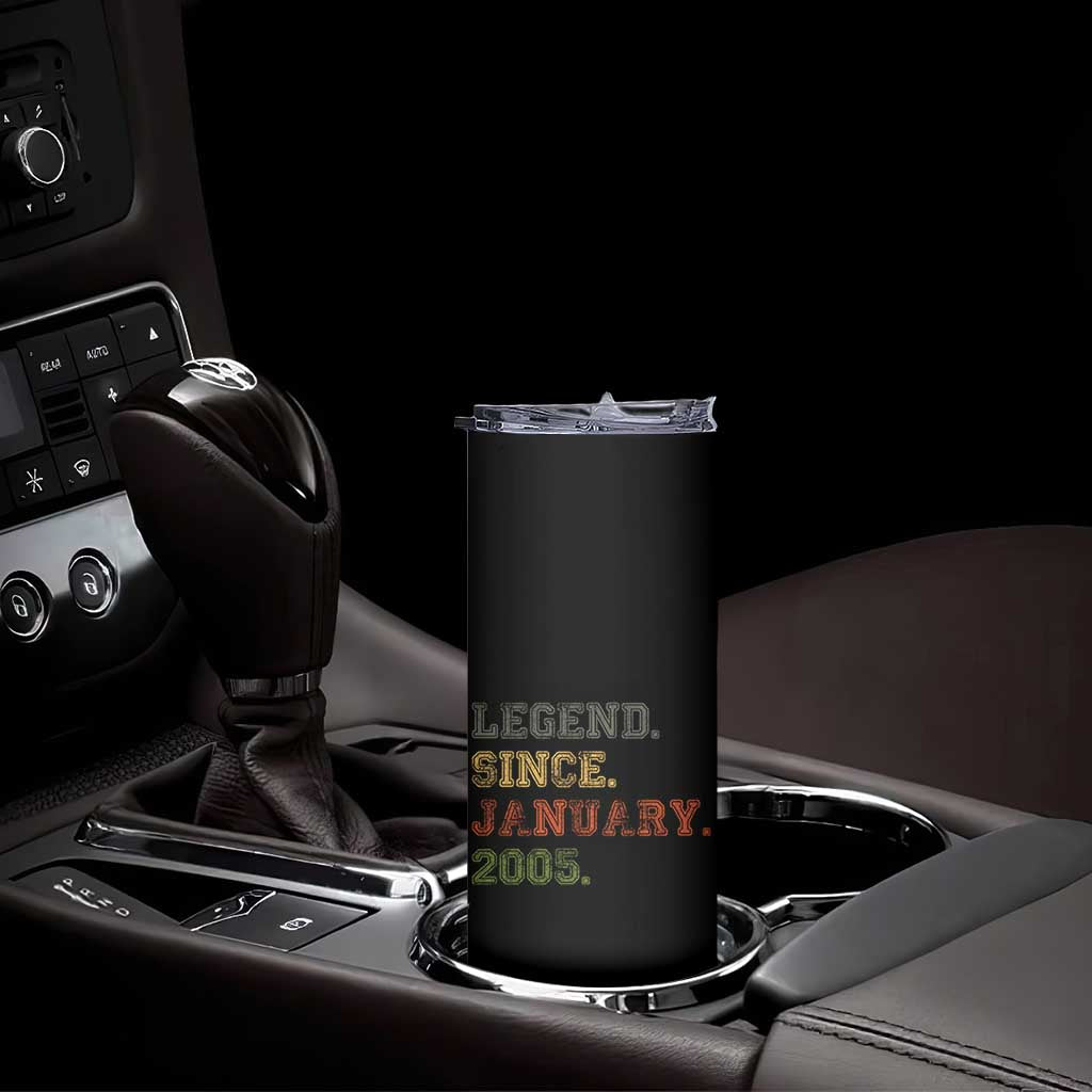 21st Birthday Gifts Skinny Tumbler Retro 21 Years Old Legend Since January 2005