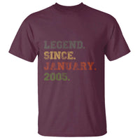 21st Birthday Gifts T Shirt Retro 21 Years Old Legend Since January 2005