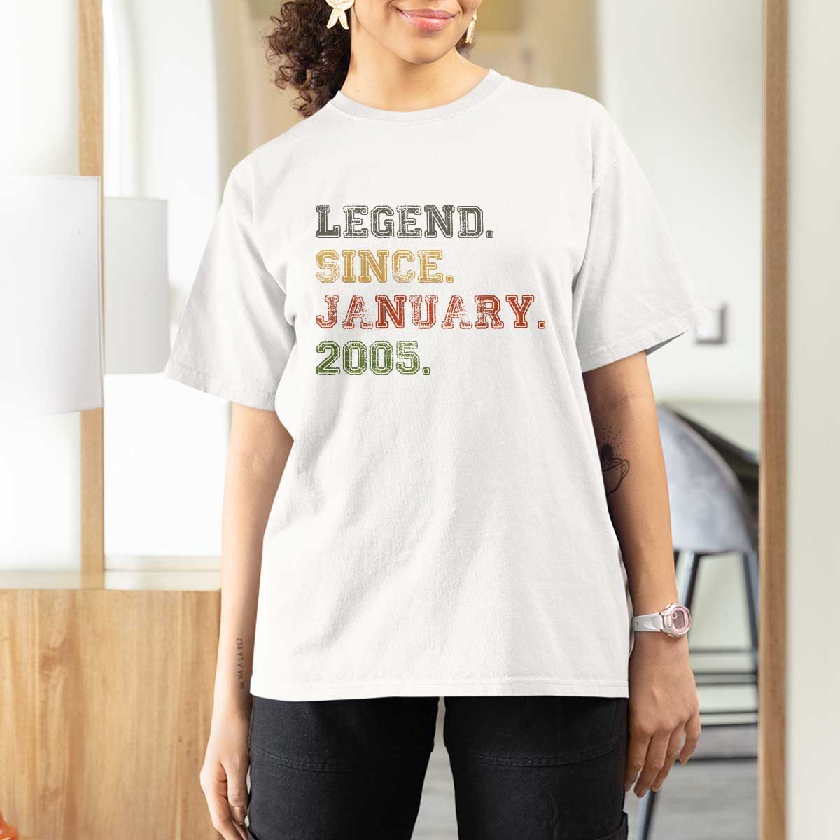 21st Birthday Gifts T Shirt For Women Retro 21 Years Old Legend Since January 2005