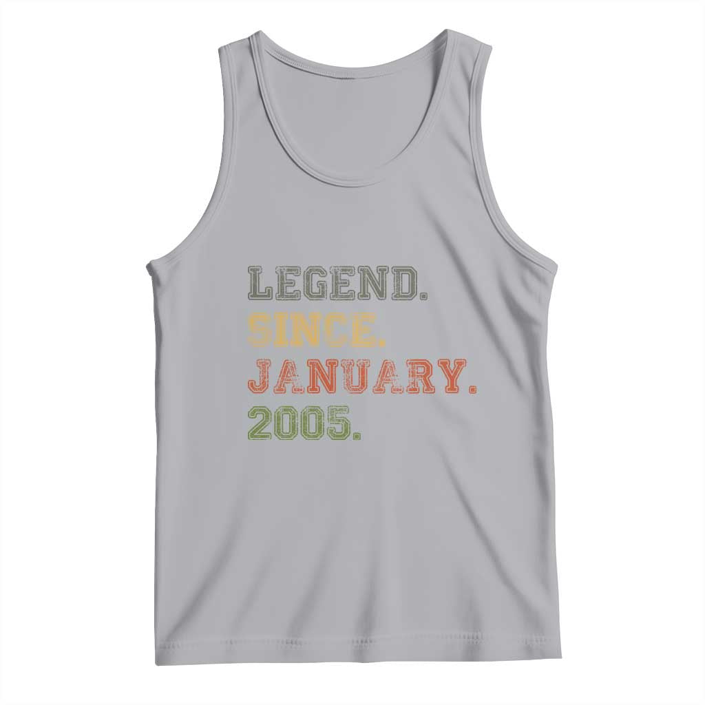 21st Birthday Gifts Tank Top Retro 21 Years Old Legend Since January 2005