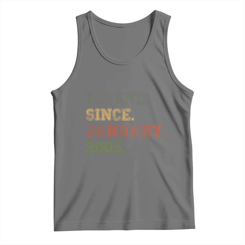 21st Birthday Gifts Tank Top Retro 21 Years Old Legend Since January 2005