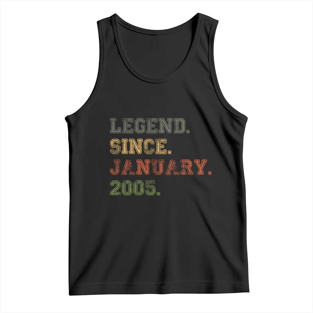 21st Birthday Gifts Tank Top Retro 21 Years Old Legend Since January 2005