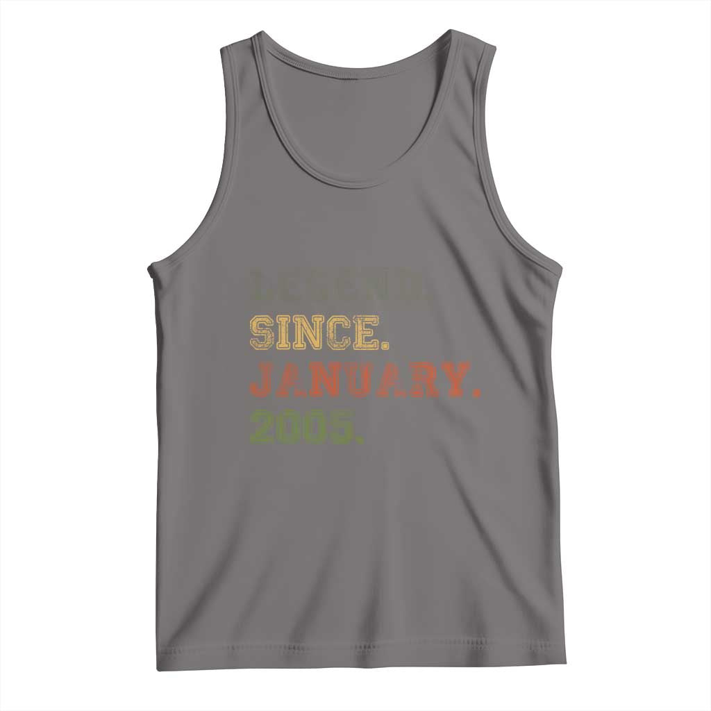 21st Birthday Gifts Tank Top Retro 21 Years Old Legend Since January 2005