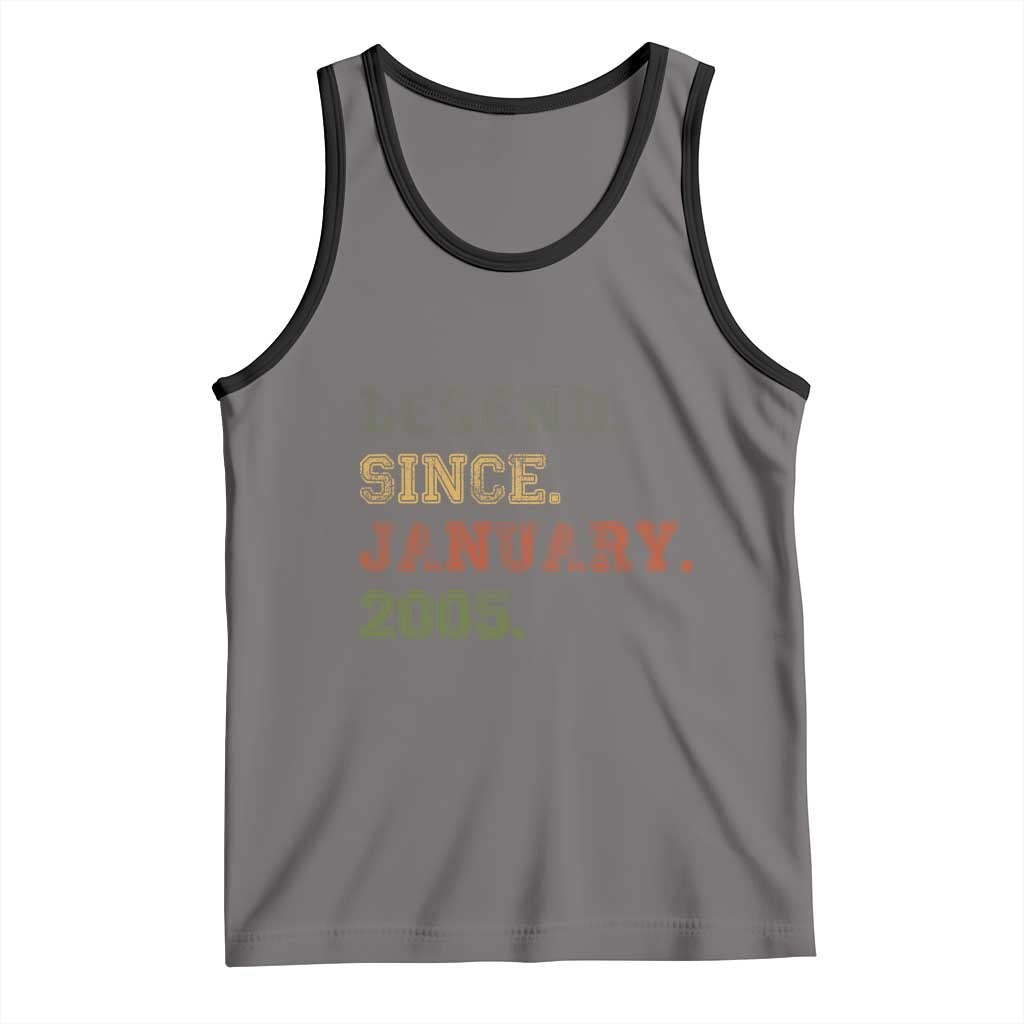 21st Birthday Gifts Tank Top Retro 21 Years Old Legend Since January 2005
