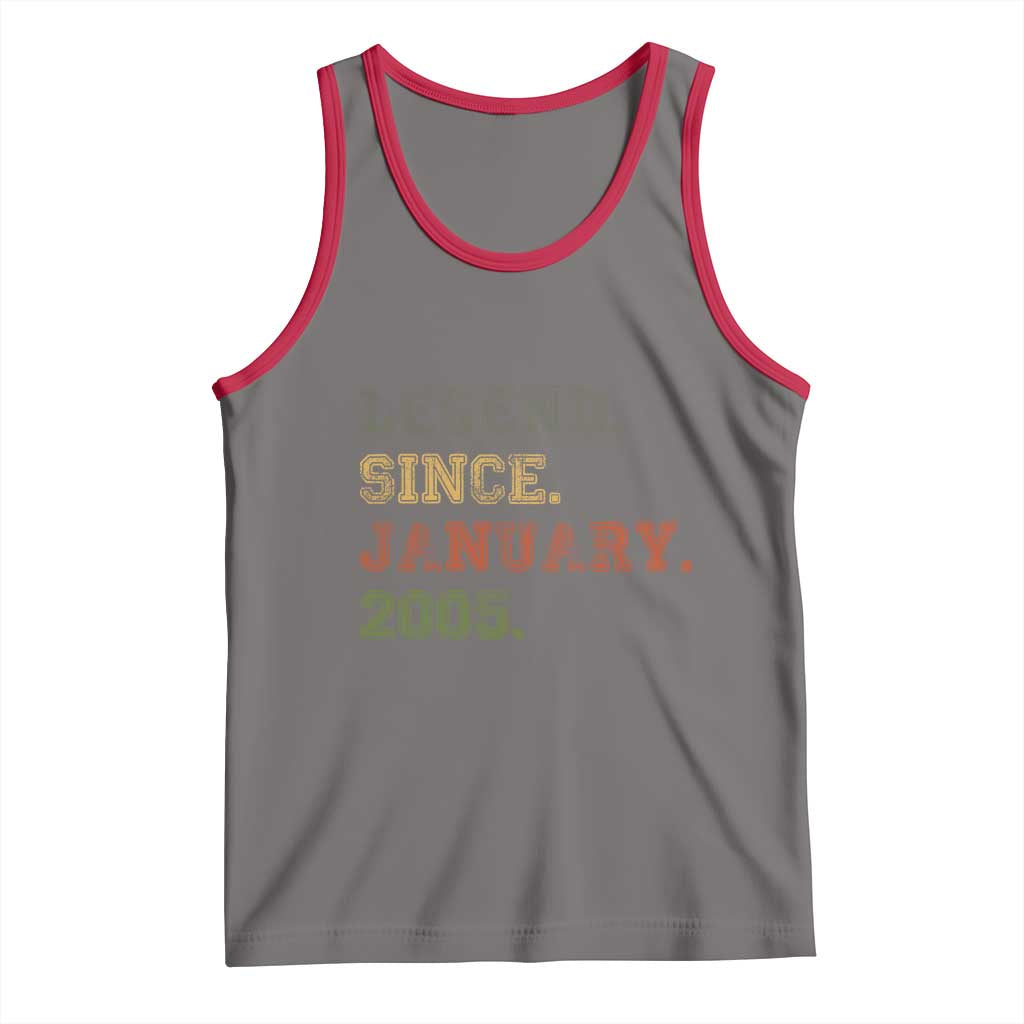 21st Birthday Gifts Tank Top Retro 21 Years Old Legend Since January 2005