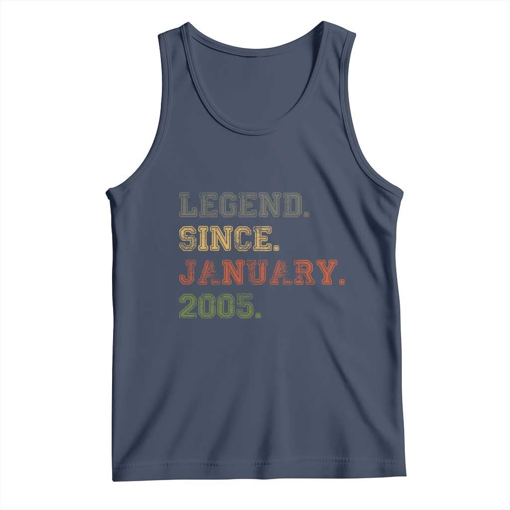 21st Birthday Gifts Tank Top Retro 21 Years Old Legend Since January 2005