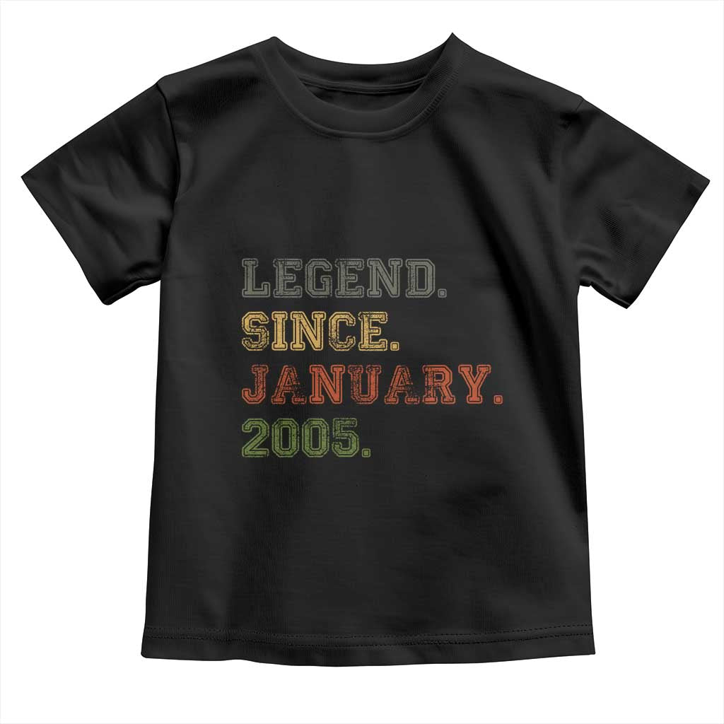 21st Birthday Gifts Toddler T Shirt Retro 21 Years Old Legend Since January 2005
