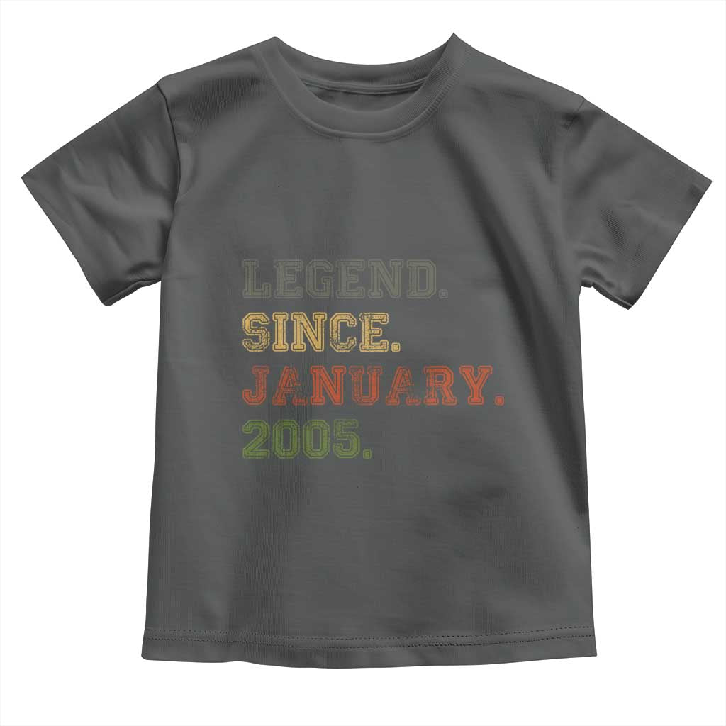 21st Birthday Gifts Toddler T Shirt Retro 21 Years Old Legend Since January 2005