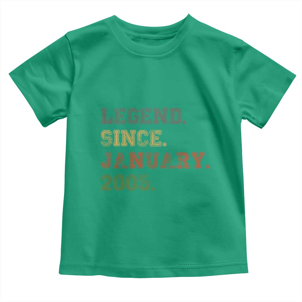 21st Birthday Gifts Toddler T Shirt Retro 21 Years Old Legend Since January 2005