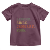 21st Birthday Gifts Toddler T Shirt Retro 21 Years Old Legend Since January 2005