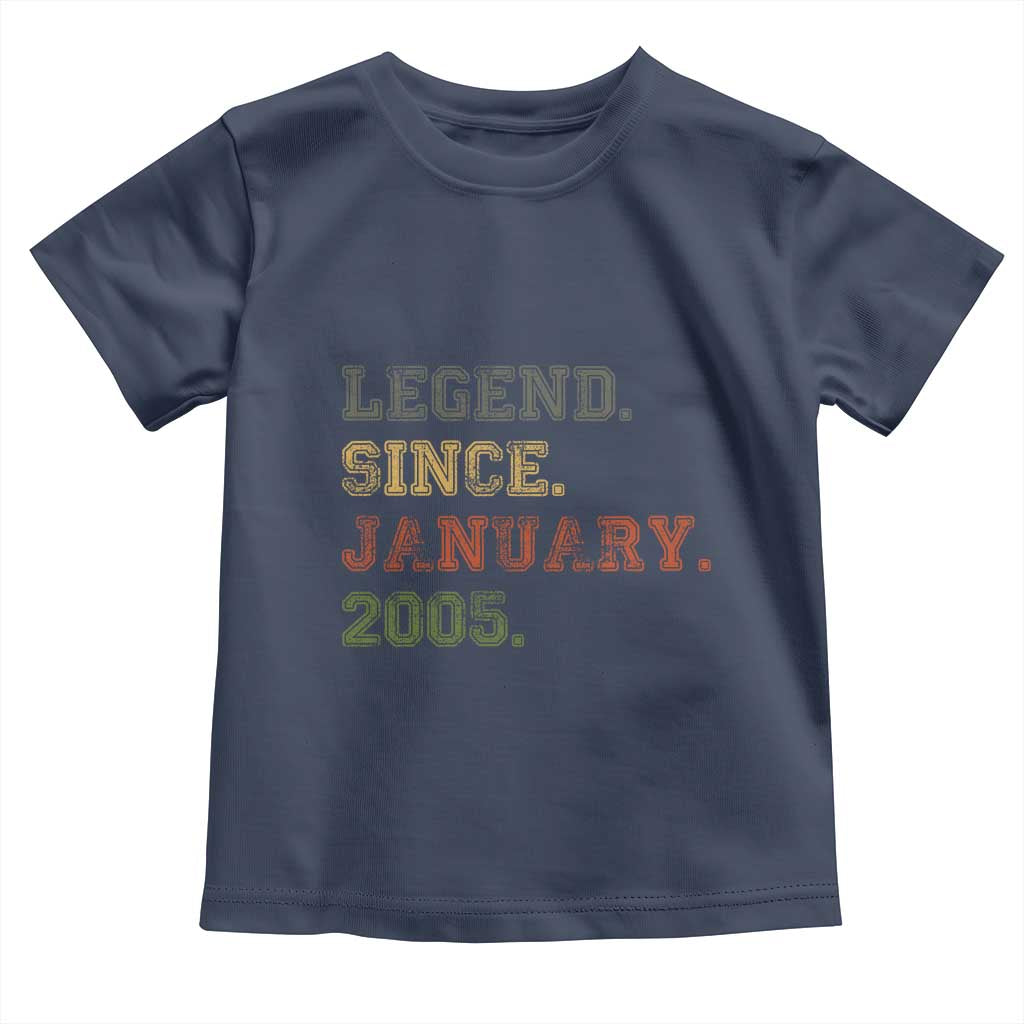 21st Birthday Gifts Toddler T Shirt Retro 21 Years Old Legend Since January 2005