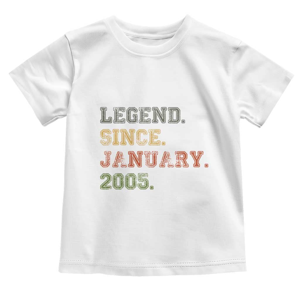 21st Birthday Gifts Toddler T Shirt Retro 21 Years Old Legend Since January 2005