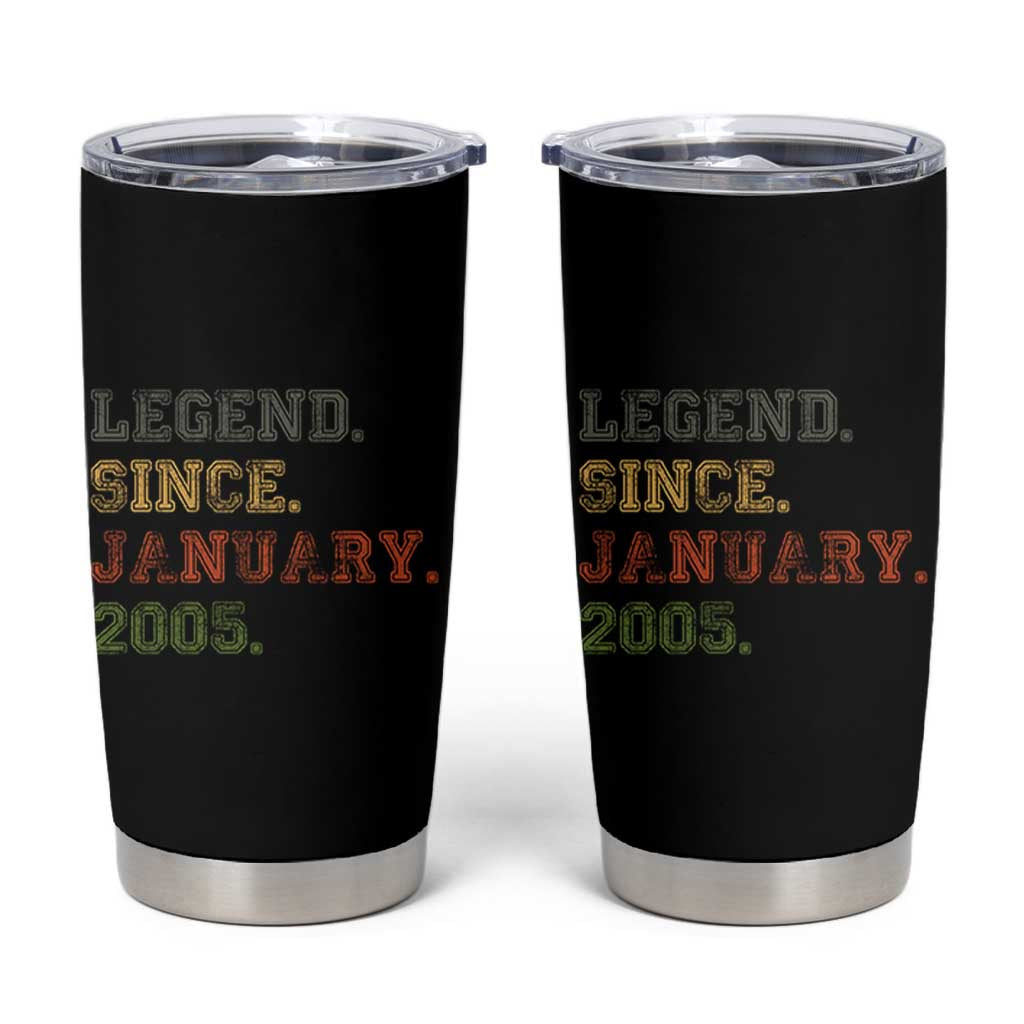 21st Birthday Gifts Tumbler Cup Retro 21 Years Old Legend Since January 2005