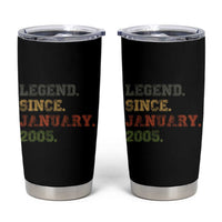 21st Birthday Gifts Tumbler Cup Retro 21 Years Old Legend Since January 2005