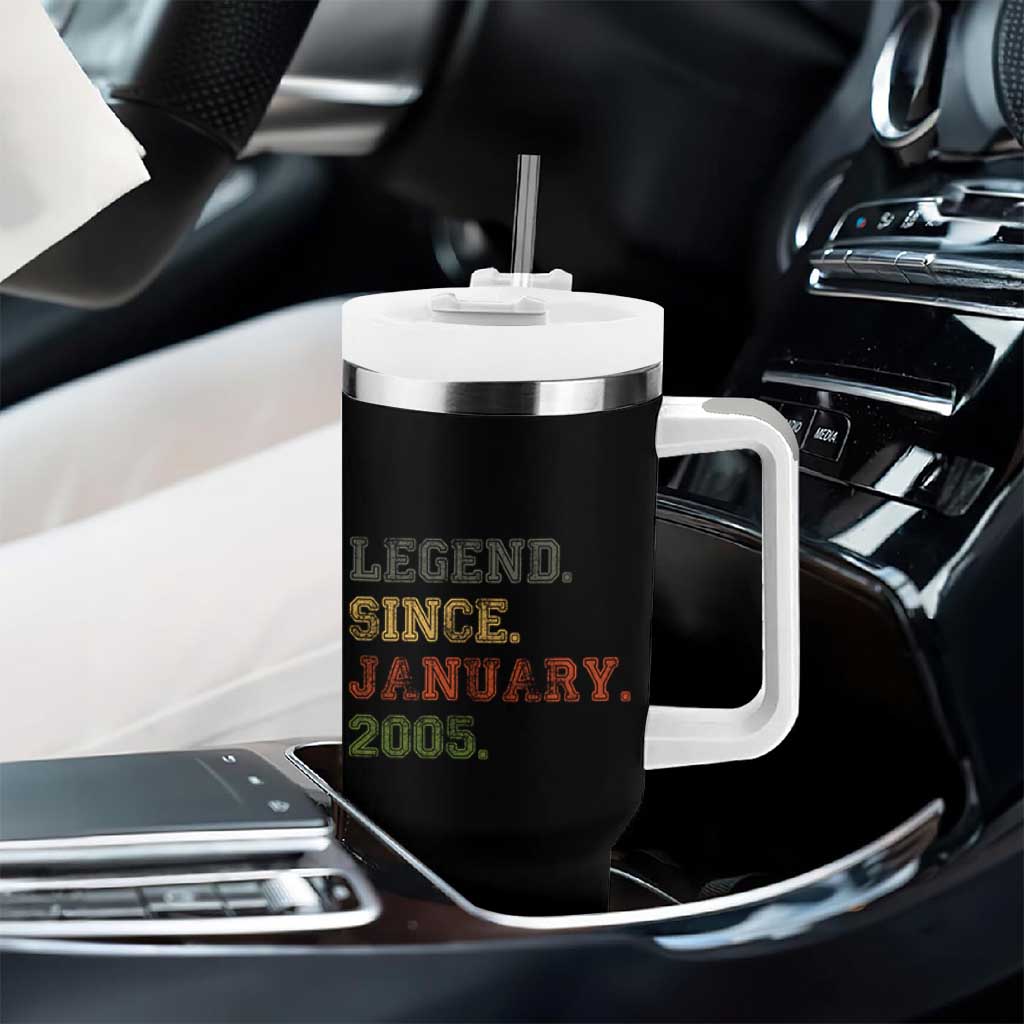 21st Birthday Gifts Tumbler With Handle Retro 21 Years Old Legend Since January 2005