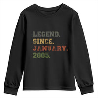 21st Birthday Gifts Youth Sweatshirt Retro 21 Years Old Legend Since January 2005