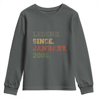 21st Birthday Gifts Youth Sweatshirt Retro 21 Years Old Legend Since January 2005