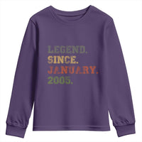 21st Birthday Gifts Youth Sweatshirt Retro 21 Years Old Legend Since January 2005