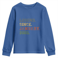 21st Birthday Gifts Youth Sweatshirt Retro 21 Years Old Legend Since January 2005