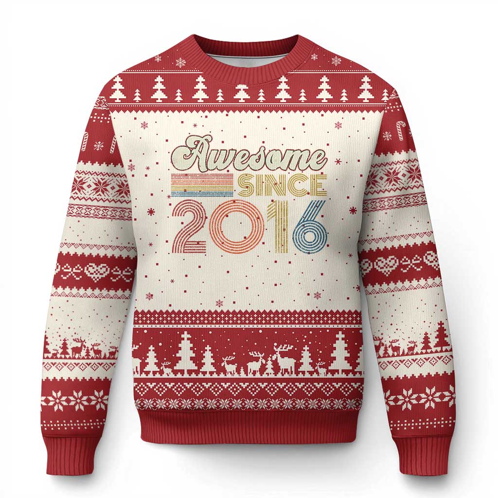 Awesome Since 2016 Ugly Christmas Sweater 10yr Bday Son Boy Funny 10th 10 Year Old Birthday