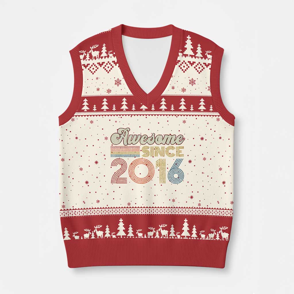 Awesome Since 2016 V-Neck Knit Sweater Vest 10yr Bday Son Boy Funny 10th 10 Year Old Birthday
