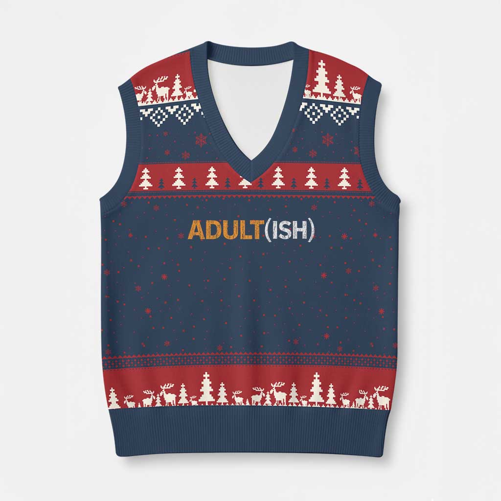 Happy 18th Birthday V-Neck Knit Sweater Vest Funny Adultish 18 Year Old Bday Gifts