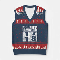 Happy 18th Birthday V-Neck Knit Sweater Vest Adulting Please Wait 18 Year Old Bday Gifts