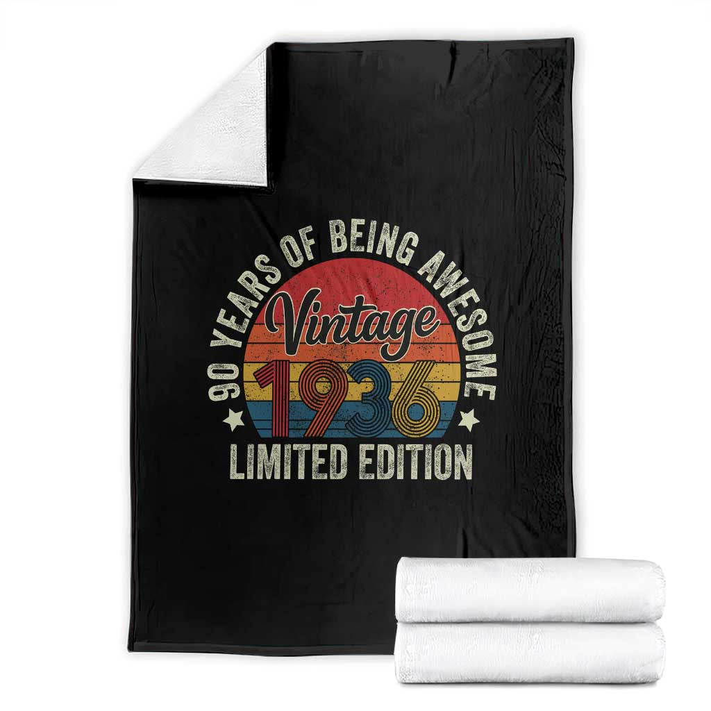 Funny 90th Birthday Throw Blanket Vintage 1936 Limited Edition 90 Year Old Bday Gifts