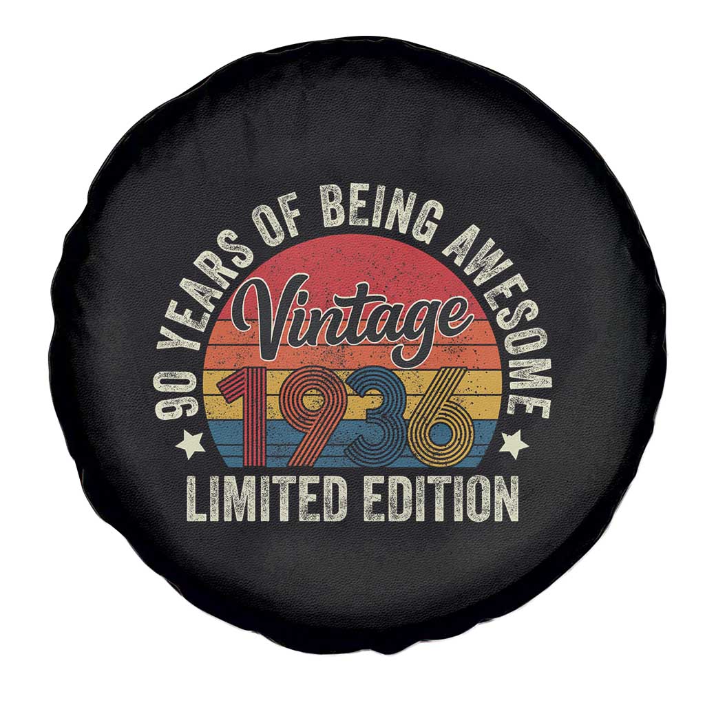 Funny 90th Birthday Spare Tire Cover Vintage 1936 Limited Edition 90 Year Old Bday Gifts