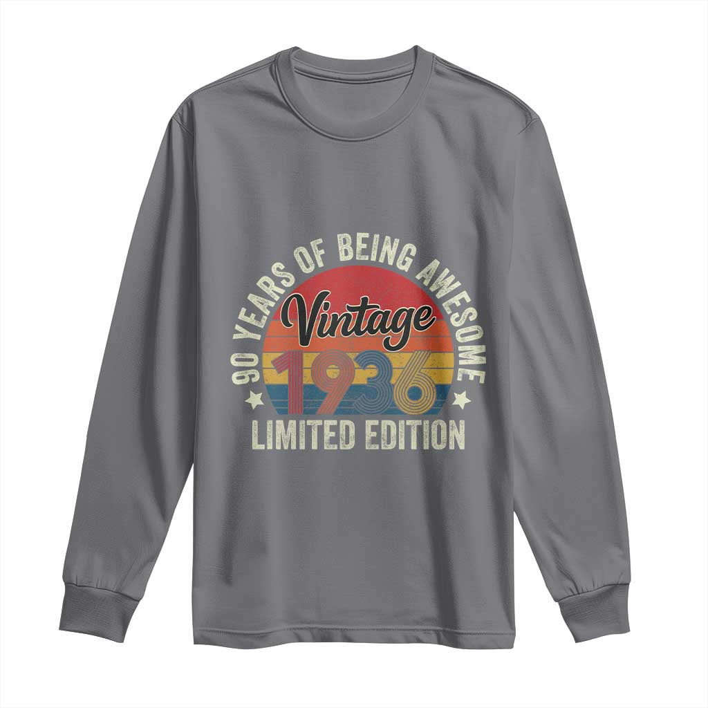 Funny 90th Birthday Long Sleeve Shirt Vintage 1936 Limited Edition 90 Year Old Bday Gifts