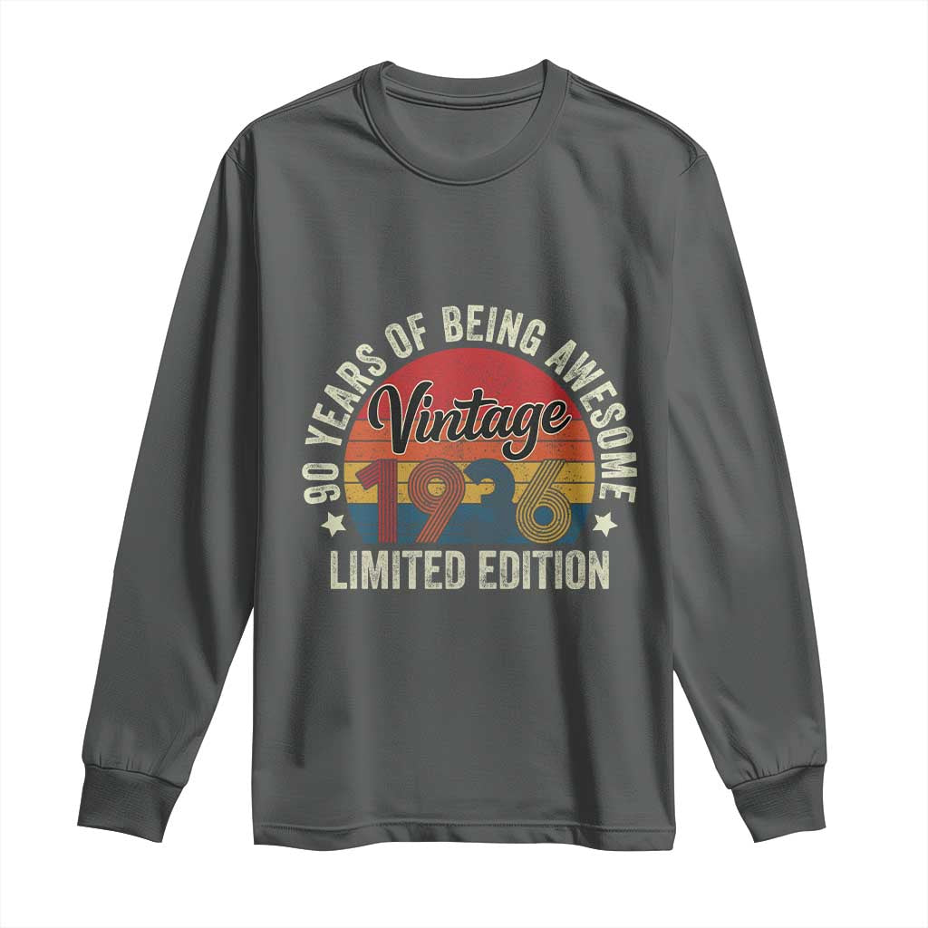 Funny 90th Birthday Long Sleeve Shirt Vintage 1936 Limited Edition 90 Year Old Bday Gifts
