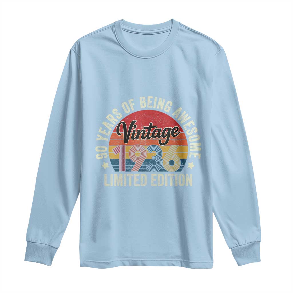Funny 90th Birthday Long Sleeve Shirt Vintage 1936 Limited Edition 90 Year Old Bday Gifts