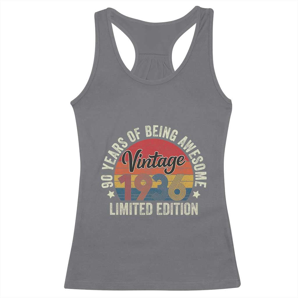 Funny 90th Birthday Racerback Tank Top Vintage 1936 Limited Edition 90 Year Old Bday Gifts