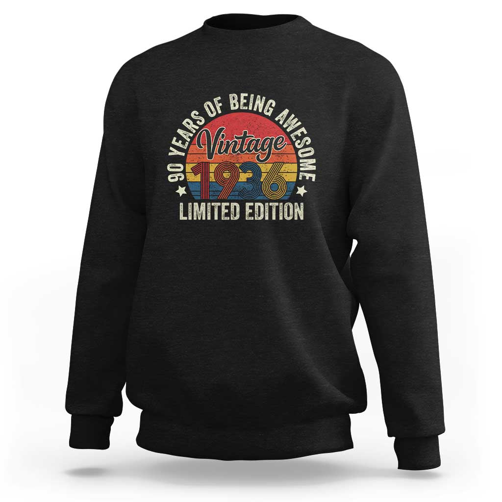 Funny 90th Birthday Sweatshirt Vintage 1936 Limited Edition 90 Year Old Bday Gifts