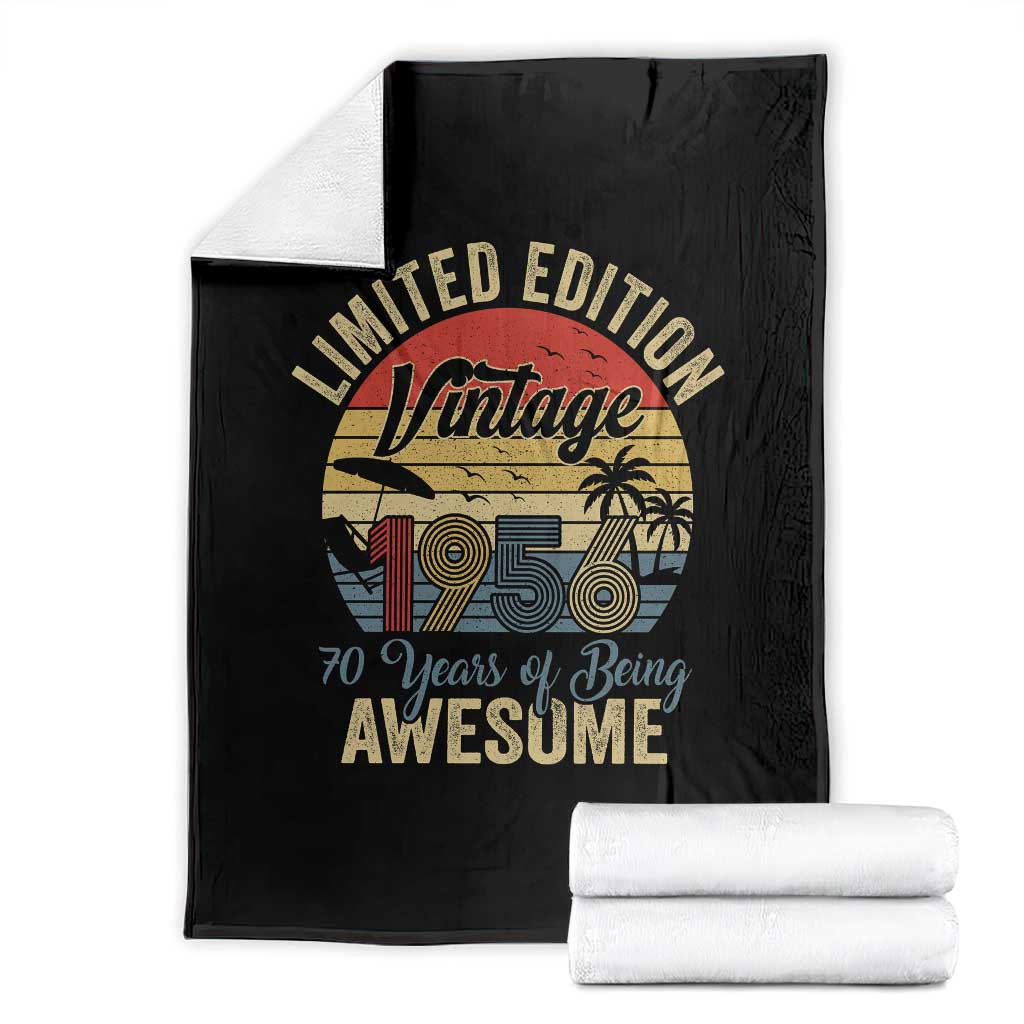 Funny 70th Birthday Throw Blanket Vintage 1956 Limited Edition 50 Year Old Bday Gifts