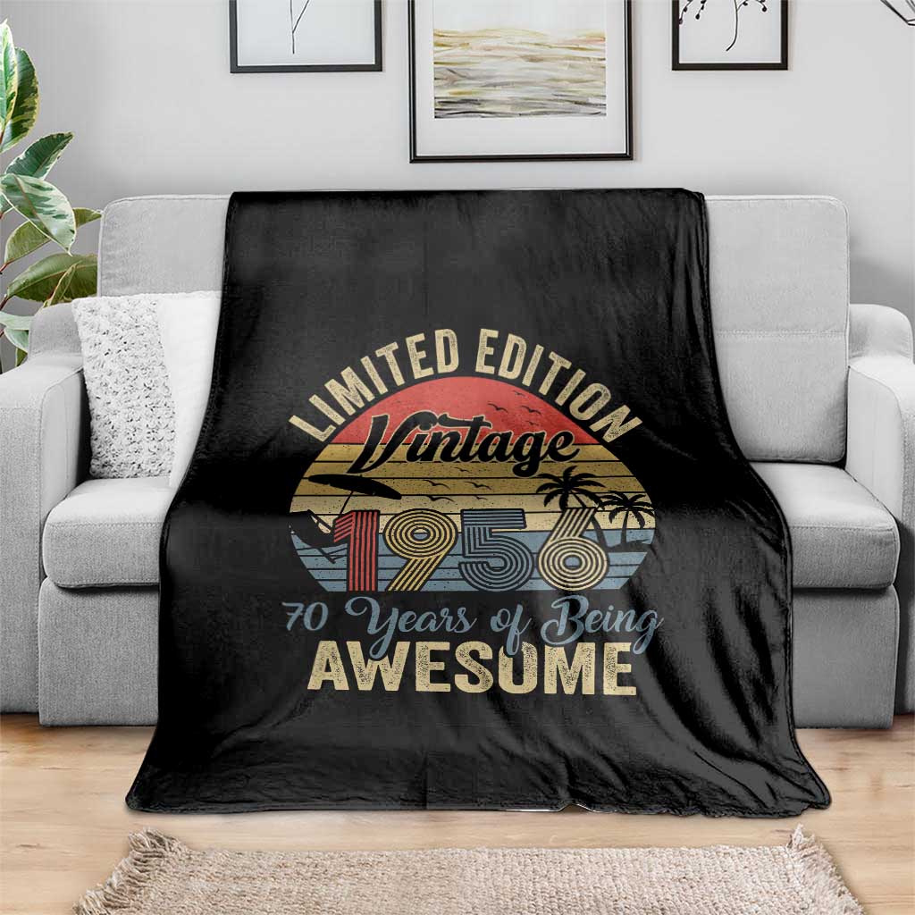 Funny 70th Birthday Throw Blanket Vintage 1956 Limited Edition 50 Year Old Bday Gifts