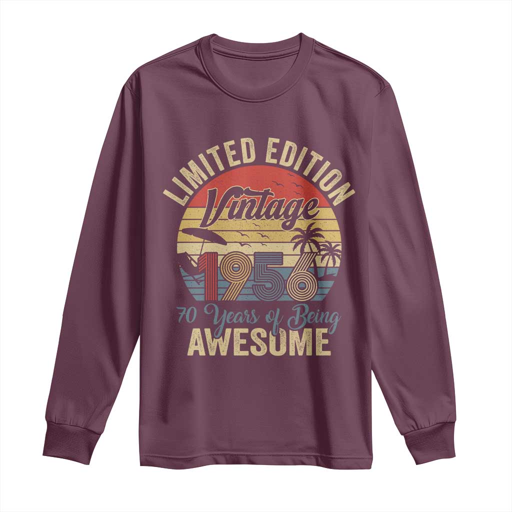 Funny 70th Birthday Long Sleeve Shirt Vintage 1956 Limited Edition 50 Year Old Bday Gifts