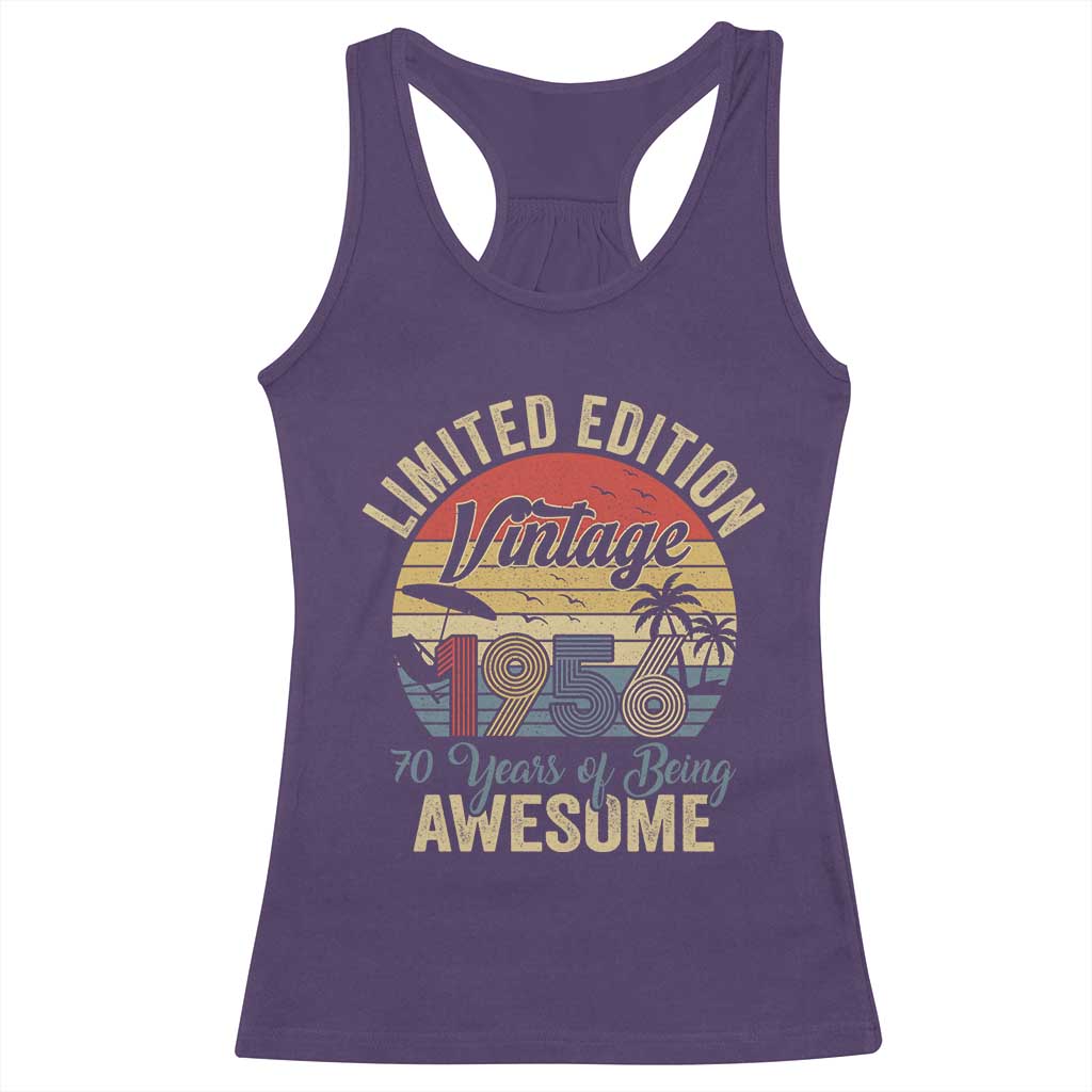 Funny 70th Birthday Racerback Tank Top Vintage 1956 Limited Edition 50 Year Old Bday Gifts