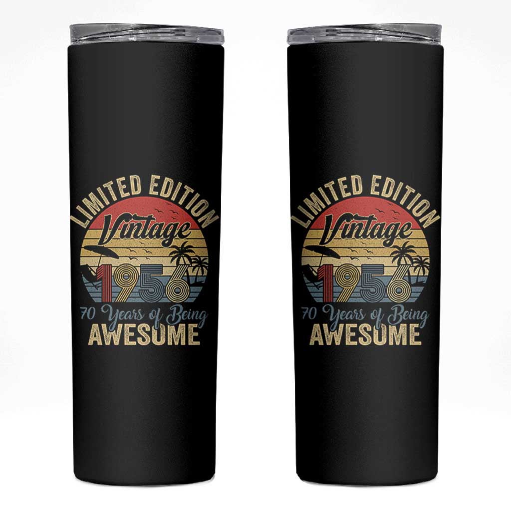 Funny 70th Birthday Skinny Tumbler Vintage 1956 Limited Edition 50 Year Old Bday Gifts