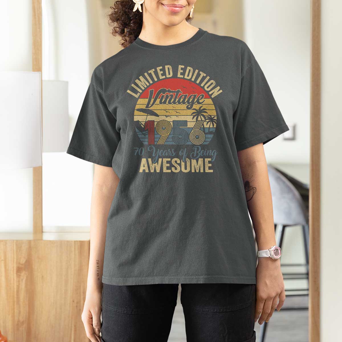 Funny 70th Birthday T Shirt For Women Vintage 1956 Limited Edition 50 Year Old Bday Gifts