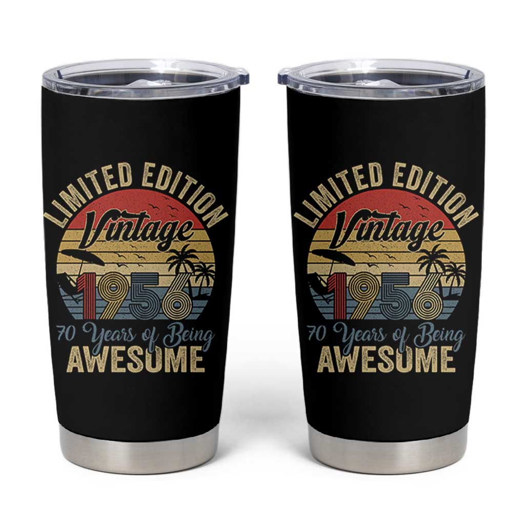 Funny 70th Birthday Tumbler Cup Vintage 1956 Limited Edition 50 Year Old Bday Gifts