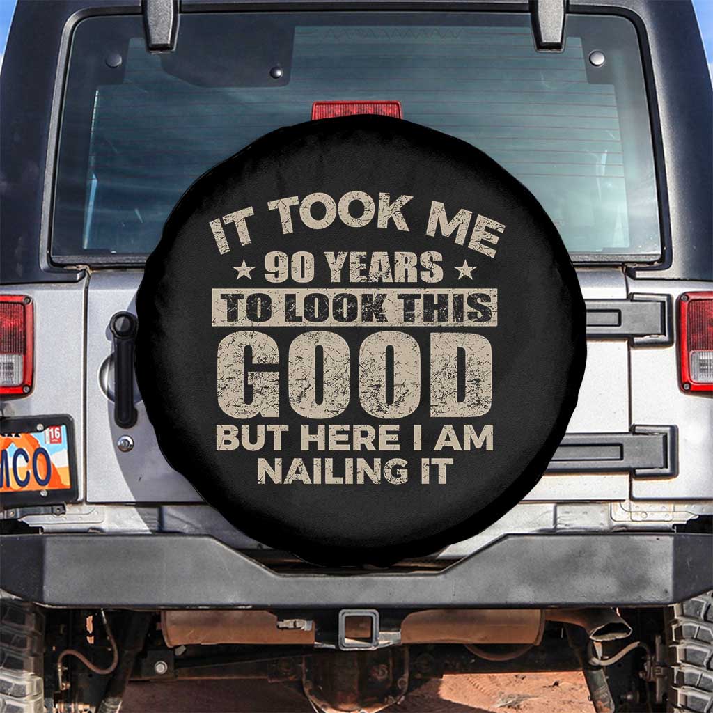 Funny 90th Birthday Spare Tire Cover Retro Grandpa Grandma Bday Gift