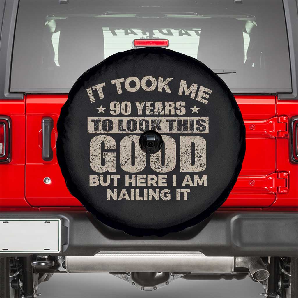 Funny 90th Birthday Spare Tire Cover Retro Grandpa Grandma Bday Gift