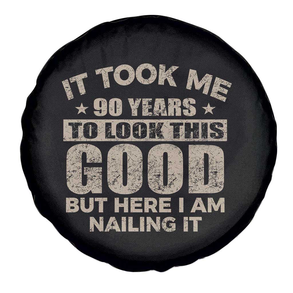 Funny 90th Birthday Spare Tire Cover Retro Grandpa Grandma Bday Gift
