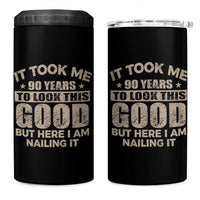 Funny 90th Birthday 4 in 1 Can Cooler Tumbler Retro Grandpa Grandma Bday Gift